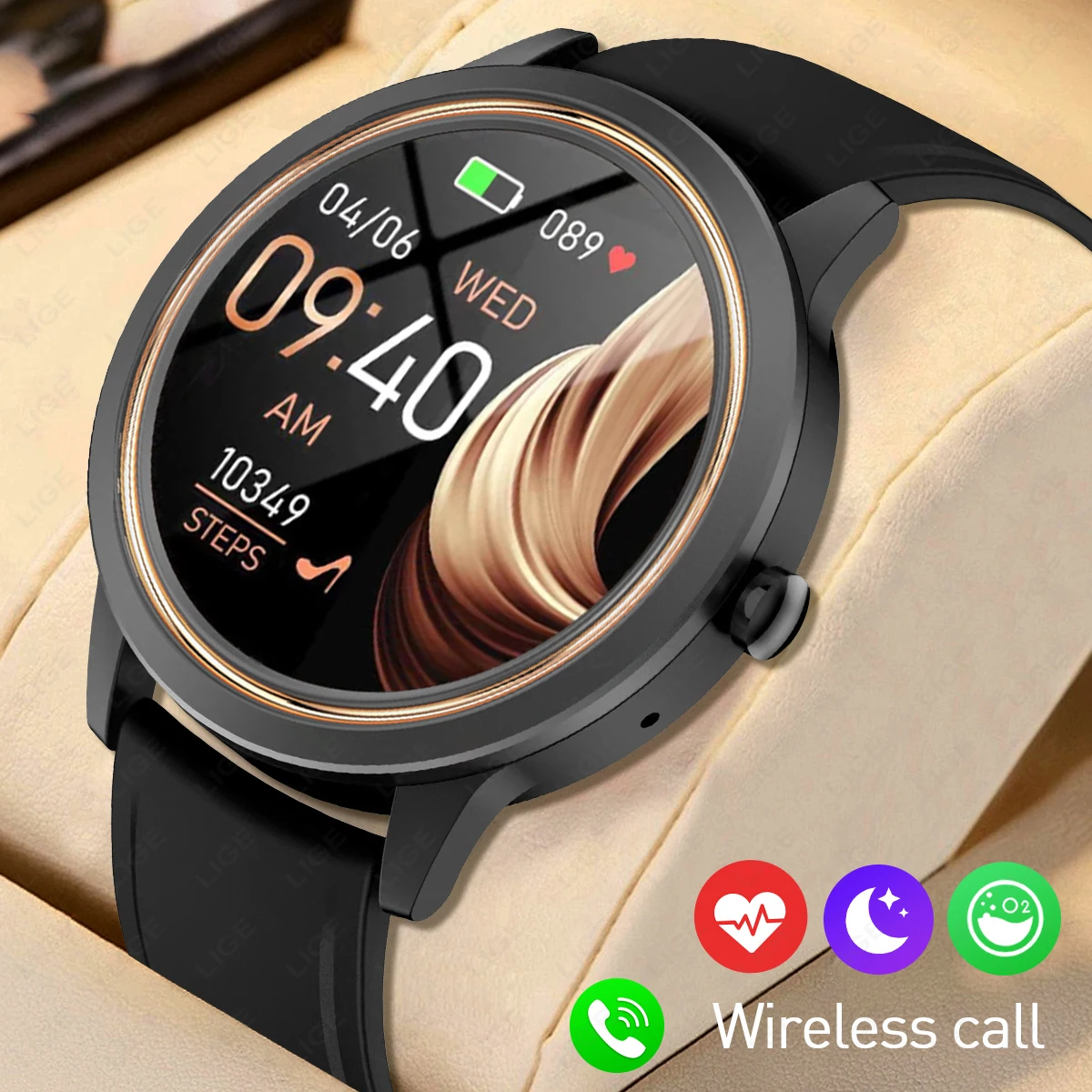 Lige novo relógio inteligente das mulheres dos homens 1.32 "tela hd monitoramento de freqüência cardíaca esportes relógio de fitness ai voz bluetooth chamada smartwatch masculino