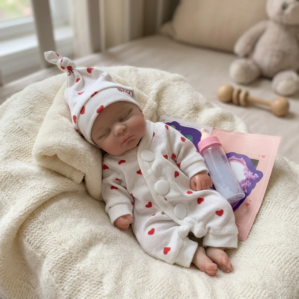 8 Inch Full Body Solid Silicone Reborn Baby Doll Peaches Hand Painted 3D Skin Texture Lifelike Soft Touch Bebe Collectible Art