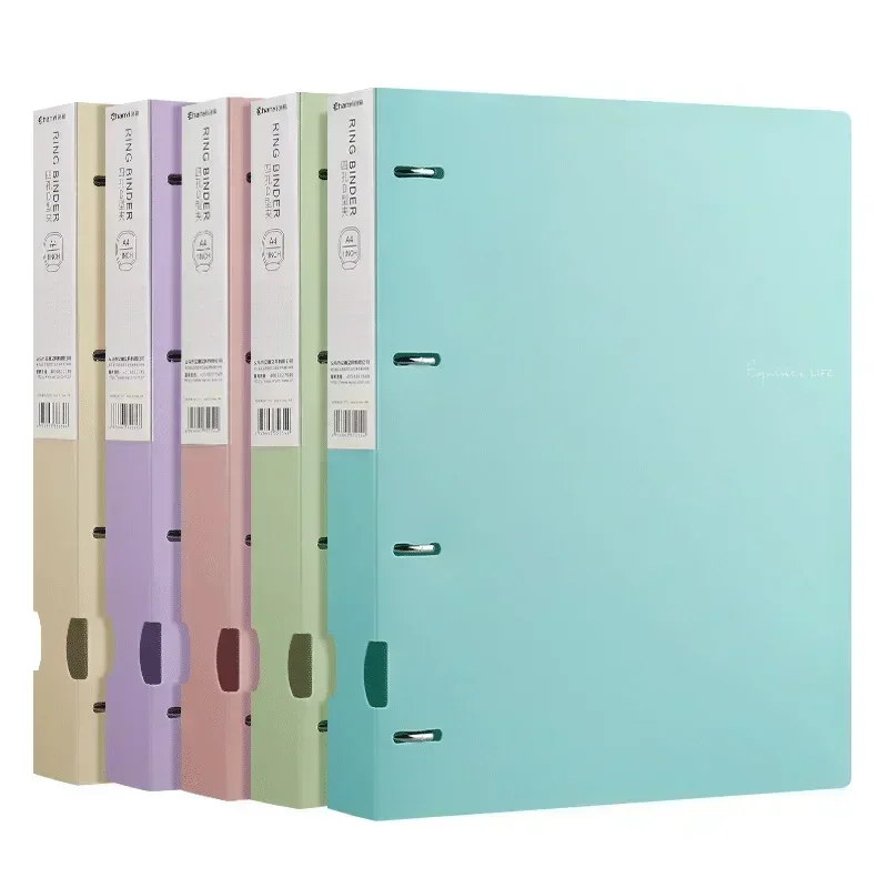 New A4 Loose-leaf Folder Document Display Book 4 Holes Loose-leaf Folder Morandi Colour Waterproof File Ring Office Stationery