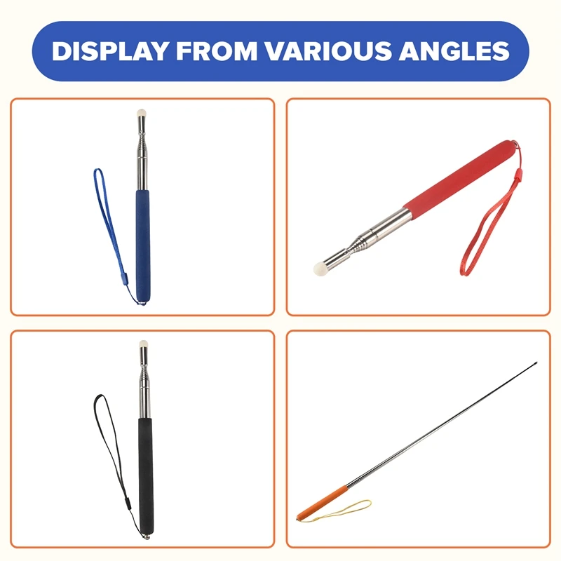 4Pcs Telescopic Pointer Stick With Hand Lanyard Teacher Pointer For Classroom Retractable Pointer Whiteboard Pointer