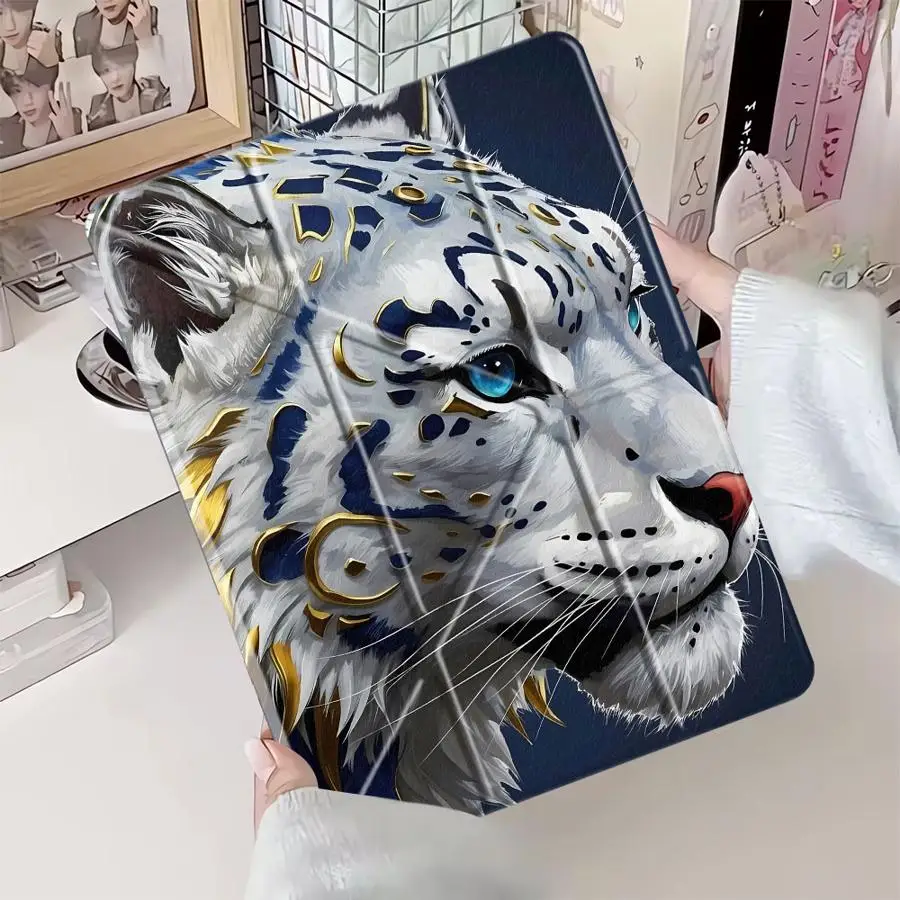 Blue Eye Tiger Pattern Holder Cover Tablet Case For iPad Pro 2025 Pro 11th 10th 9th 8th 7th 12.9inch Air 4 5 M3 M2 M4 11inch