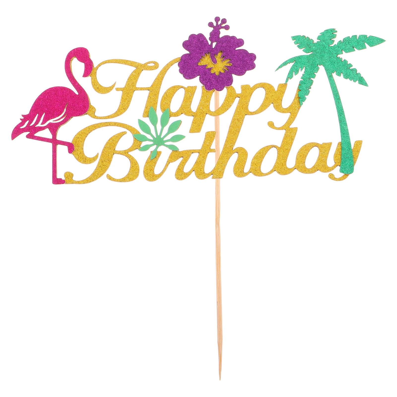 

Hawaiian Flamingo Cake Topper Tropical Beach Theme Birthday Party Decoration Dessert Pick Summer Pool Party Luau