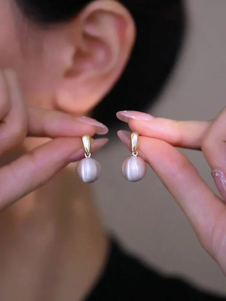 Unique temperament matte brushed metal ball stud earrings exquisite simple earrings
