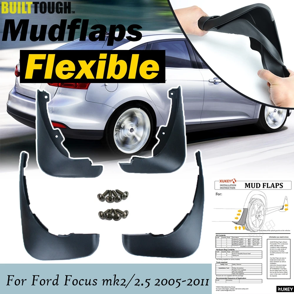 Fit For Ford Focus 2 Mk2 Mk2.5 Saloon Sedan 2005-2011 Mudflaps Mud Flap Splash Guards Front Rear Fender 2006 2007 2008 2009 2010