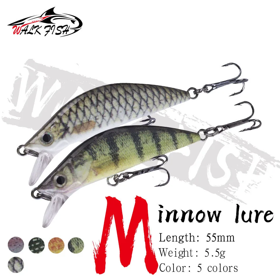 WALK FISH Japanese Design Pesca Wobbling Fishing Lure 55mm 5.5g Sinking Minnow Isca Artificial Baits for Bass Perch Pike Trout