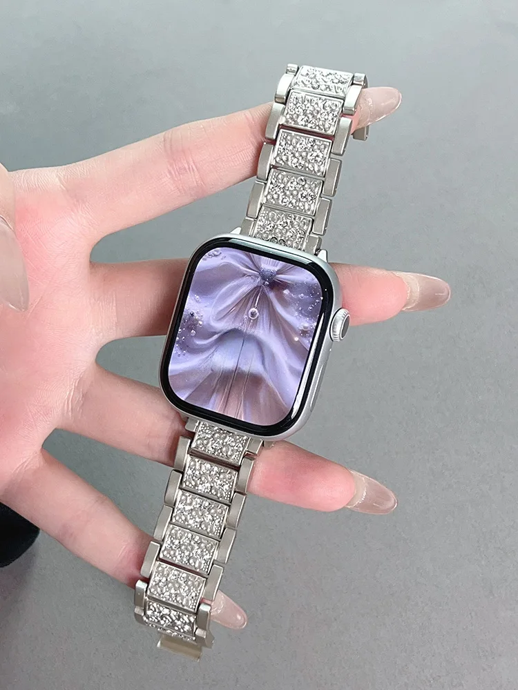 Diamant-Bling-Armband für Apple Watch Ultra 49mm 45mm 40-41-44mm 46-42mm Metallarmband IWatch Series 11 10 9 8 7 SE 6 5 Band Armband
