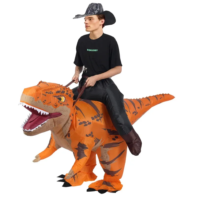 zz04zz12Ride Tyrannosaurus ديناصور زي T-rex للكبار نفخ الخيال لعب الأدوار يتوهم هالوين التميمة الطرف App