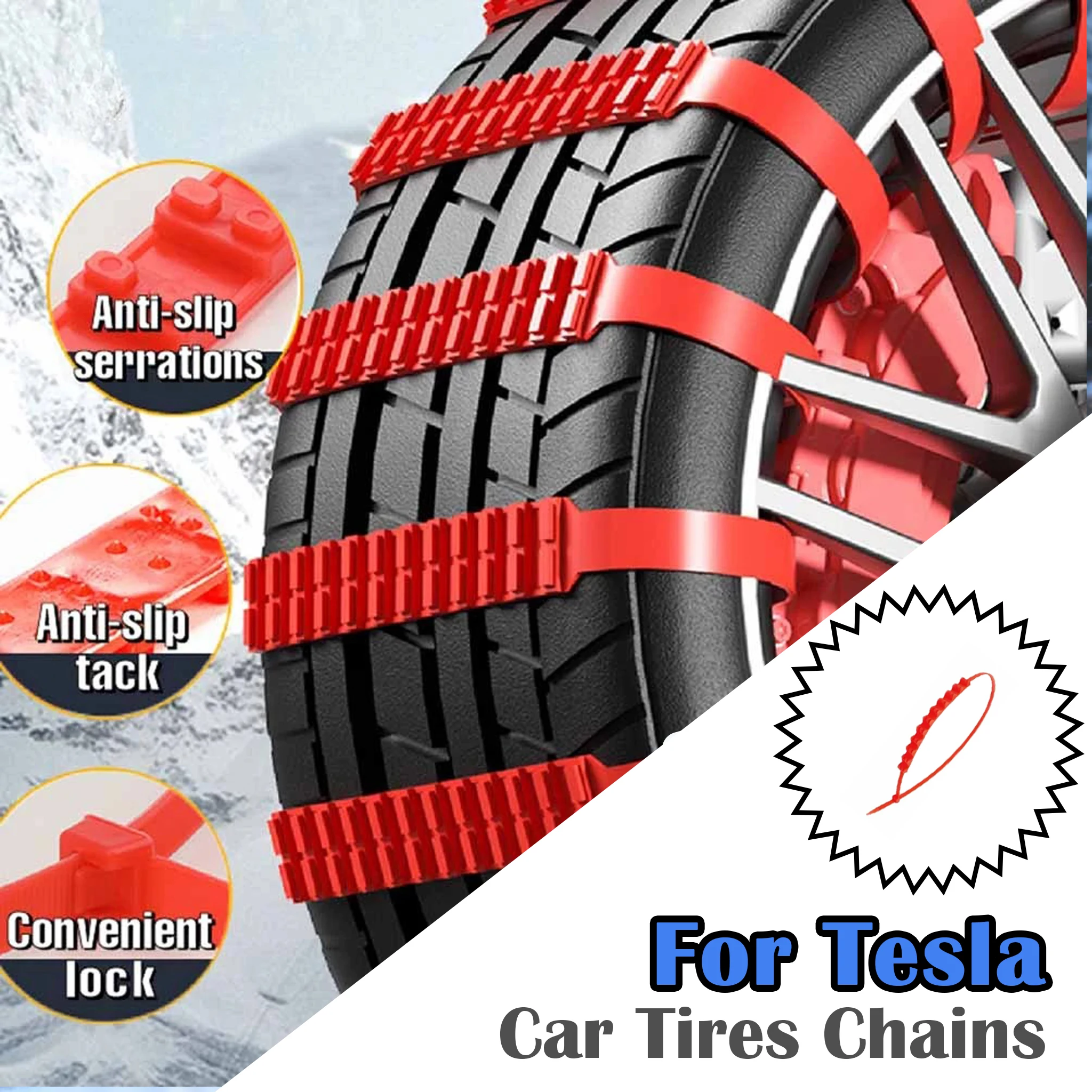 

Car Tire Chains Winter All-Terrain Tire Anti-Skid Strap For Tesla Model 3 Model Y 2017-2021