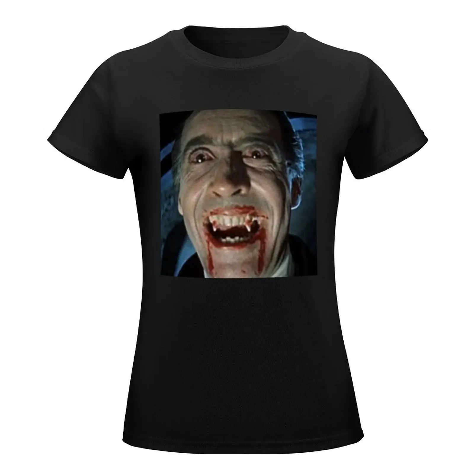 VAMPIRE. DRACULA. Christopher Lee as the title character in Dracula.1958. T-Shirt anime tshirts woman