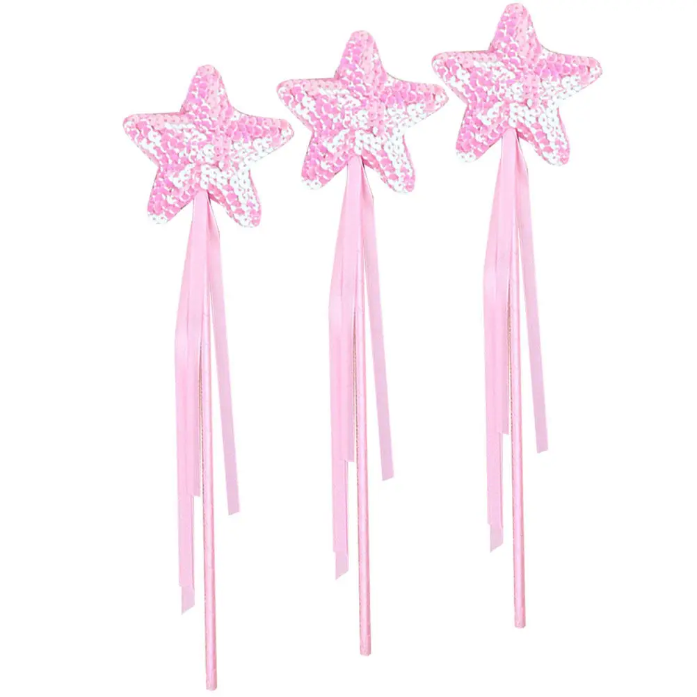 

3Pcs Shiny Star Fairy Wands for Girls Decorative Creative Design Peace of Mind Texture Kids Birthday Gift Fairy Party Favors