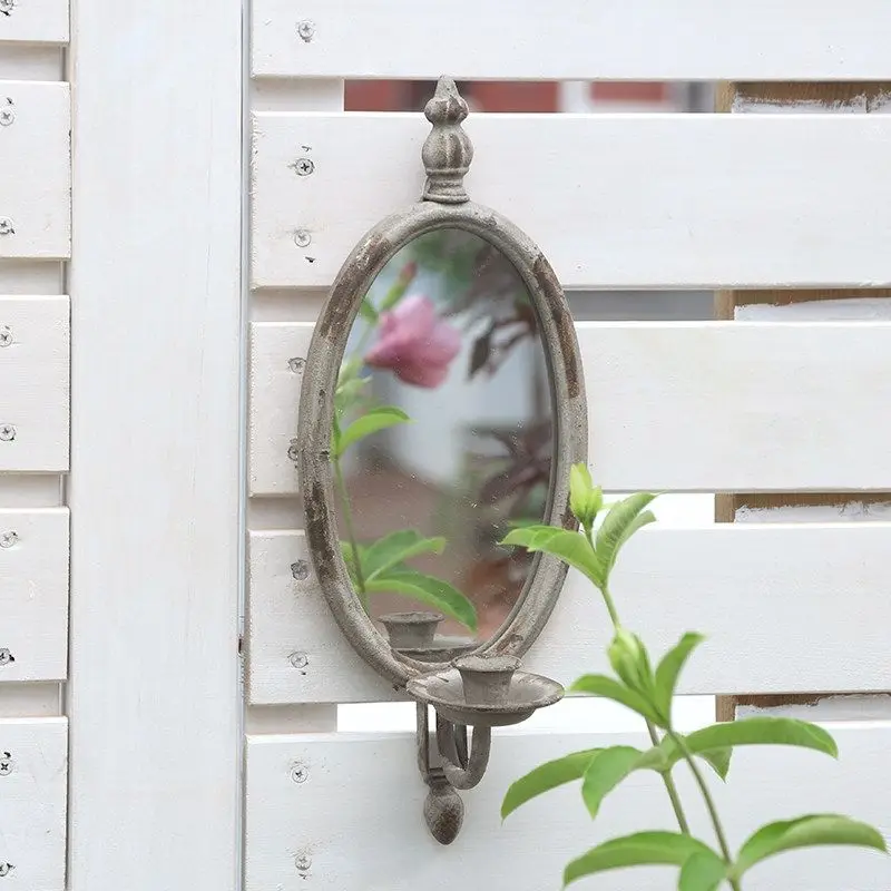 

Vintage Candlestick Candle Wall Decoration Mirror Garden Wall Decoration Candlestick Mirror