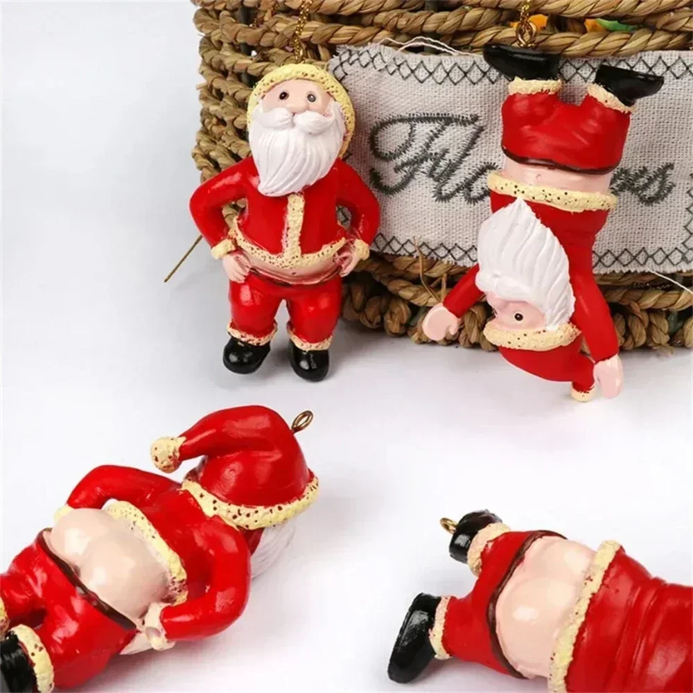 Funny Naked Santa Claus Bare Butt Pendant Christmas Tree Resin Ornaments for New Year Navidad Hanging Xmas Naked Santa Gift Toy