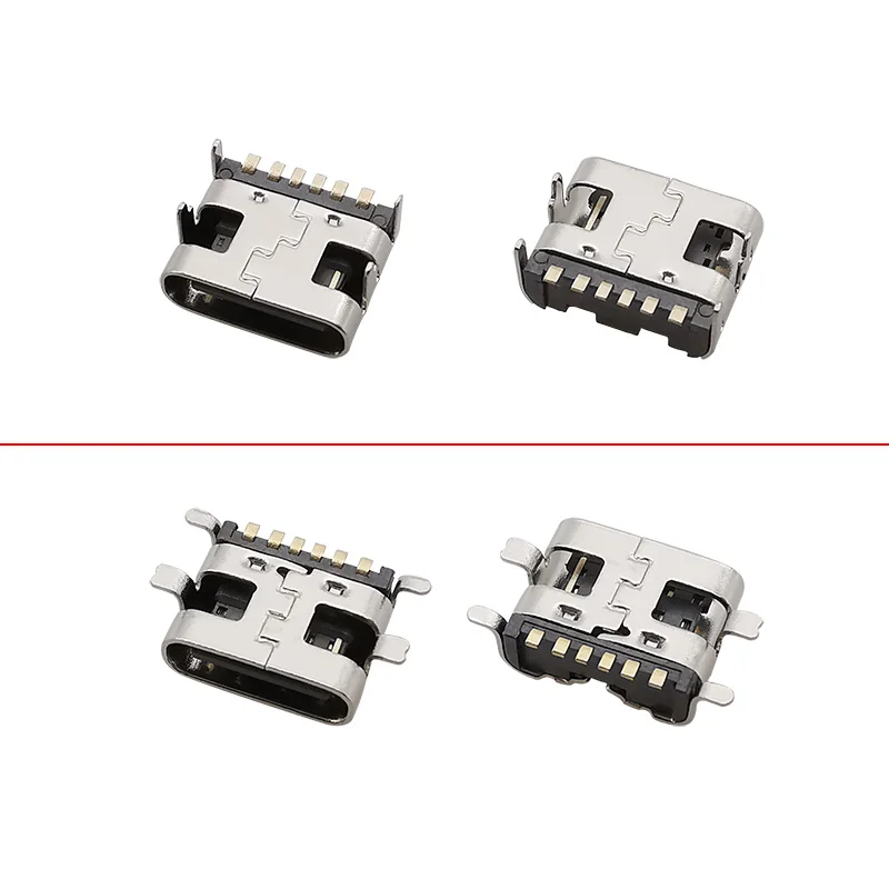 Connecteur de prise USB Type C 6 broches, prise femelle, port de charge SMD SMT, réparation de bricolage, 10 pièces