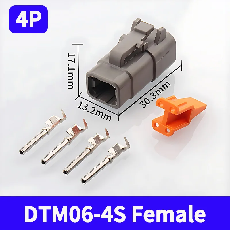 5/20/100 Sets 4 Pin Way Deutsch DTM04-4P DTM06-4S Waterproof Electrical Wire Connector 16-22AWG DTM Series Connector Male Female