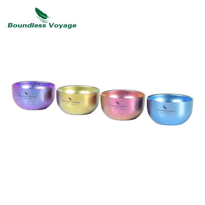 Boundless Voyage Camping Tableware Titanium Tea Cup Mini Double-wall Anti-scalding Outdoor Travel Sports Wine Mug 30ml Colorful