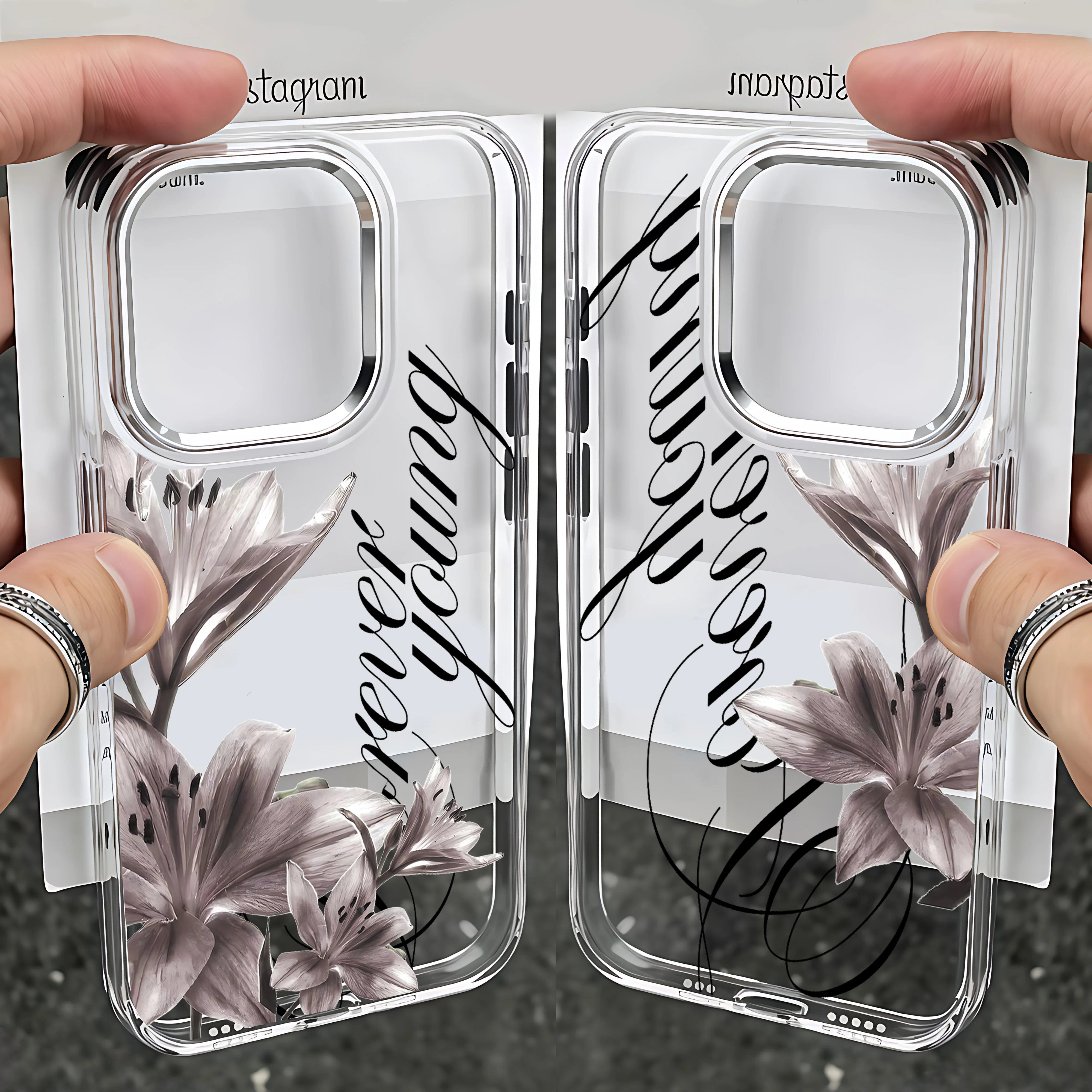 Funda Transparente con Diseño Floral de Líneas para Samsung Galaxy S26 S25 S24 S23 S22 S21 S20 Note20 FE Ultra Edge Plus 4G 5G