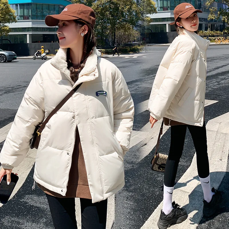 2024 Winter New Casual Down Cotton Jacket Women's Korean Edition Loose Thick Short Style Student Two Sided Cotton Coat