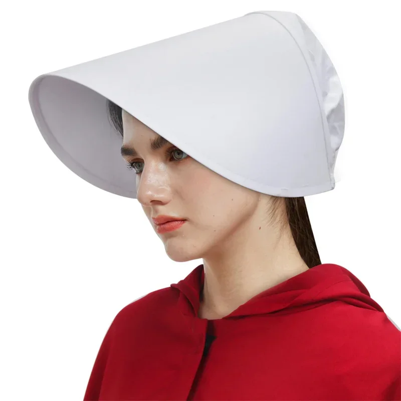 Disfraz de The Handmaid's Tale para mujer, capa de Color rojo, sombrero blanco, accesorios para fiesta de Carnaval y Halloween, novedad de 2024