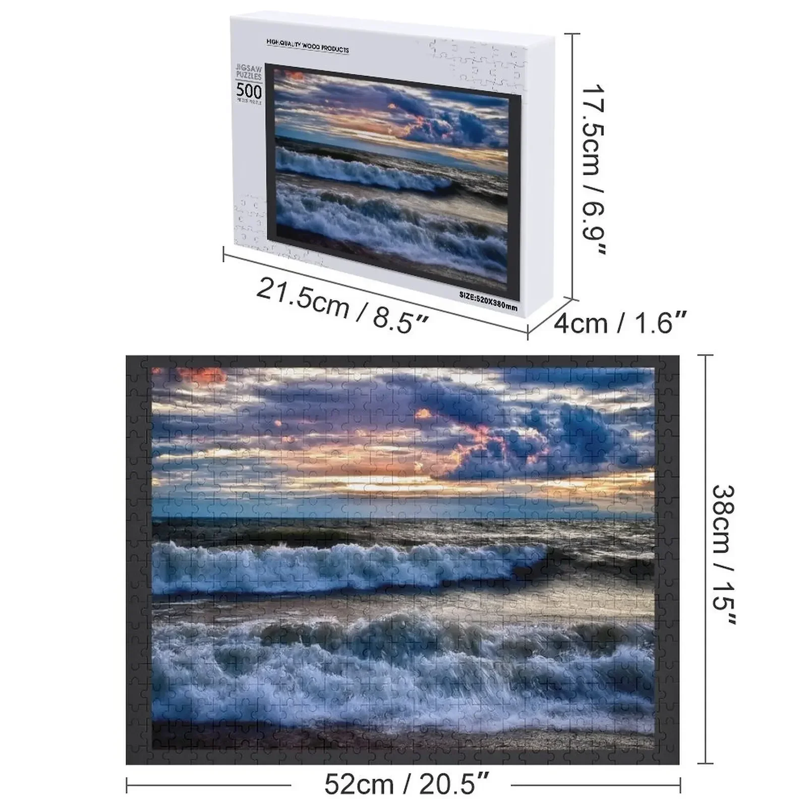 Gelombang di Pantai - Puzzle Kayu Custom Nama Hewan dari Erie, PA