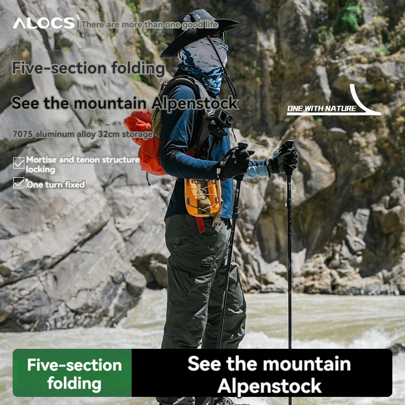 

Folding Cane for Mountain Climbing, Professional Outdoor Hiking Equipment with Extendable and Retractable Poles