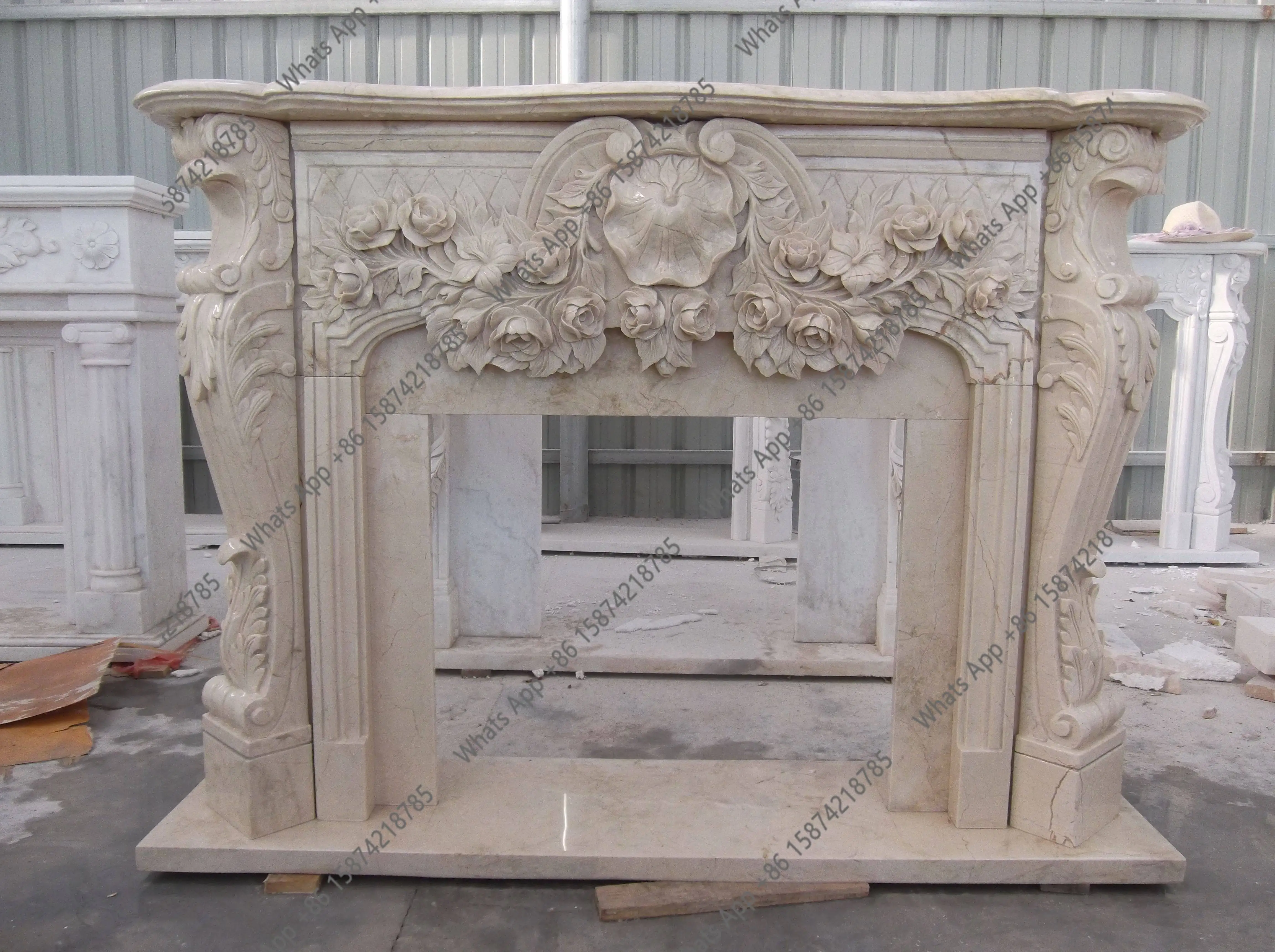 Bn Marble Fireplace European Living Room American Stone Carving French Marble Wall Stone Relief Carving Fireplace
