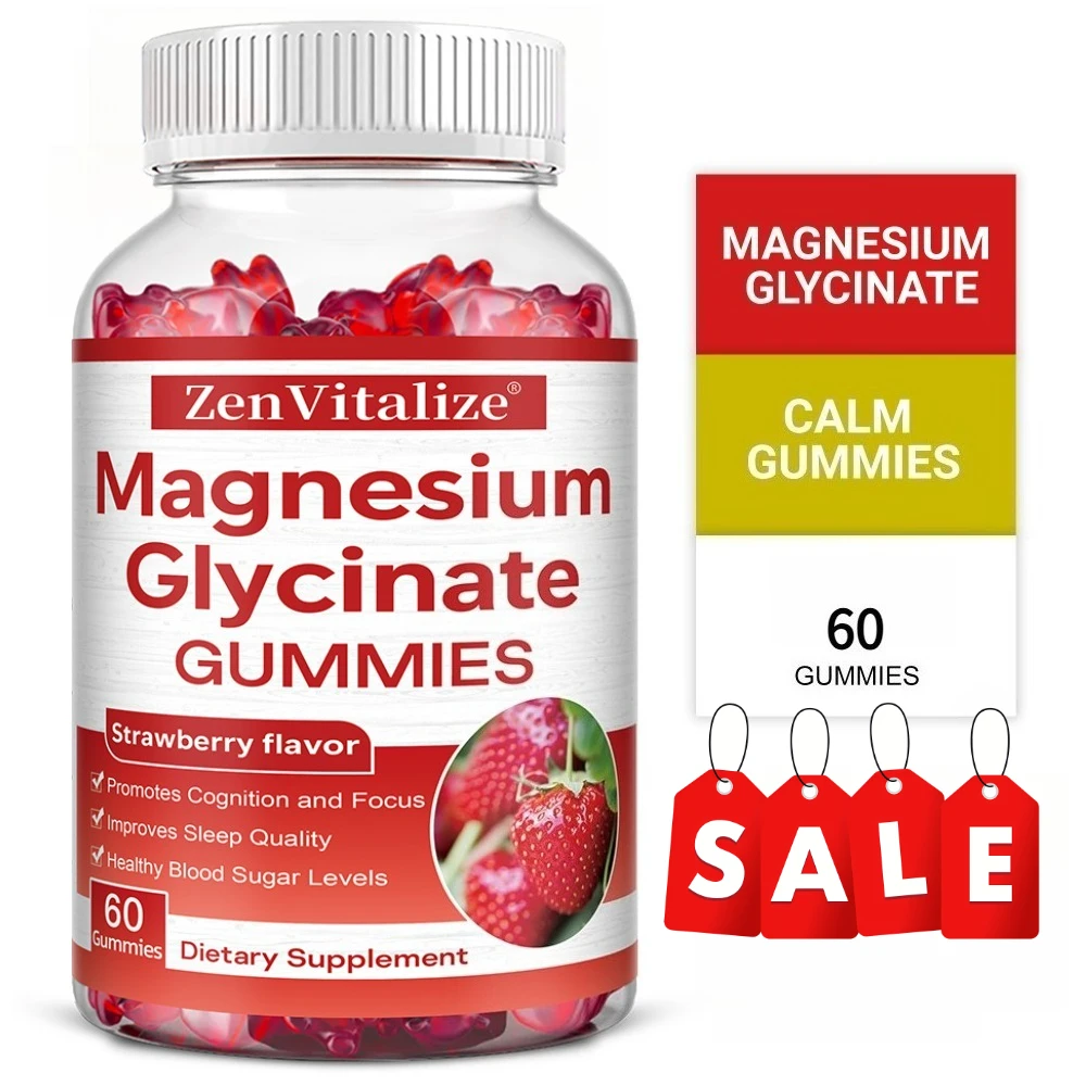 Magnesium Glycinate Gummies - for Sleep, Reduce Leg Cramps & Muscle Pain, Promote Physical and Mental Relaxation, Boosts Energy