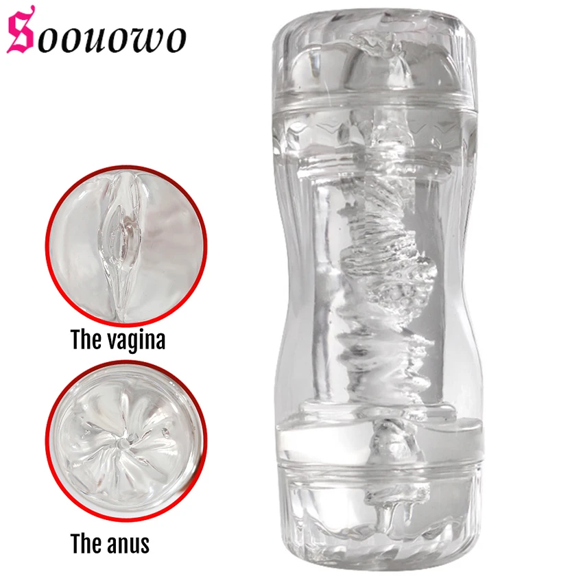 Male Masturbator Cup Soft Pussy Sex Toys Transparent Vagina Adult Endurance Exercise Sex Products Vacuum Pocket Cup for Men 18+