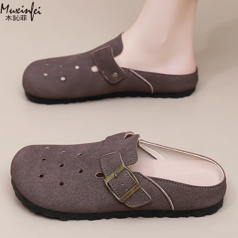 

Half Slipper Women's New Versatile and Comfortable Baotou Casual Shoes with Soft Soles, One Foot Kicking Hole Shoes