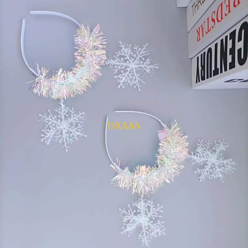 DXAA Couvre-chef flocon neige pour filles, cerceau à cheveux élégant à paillettes, accessoires dessin animé