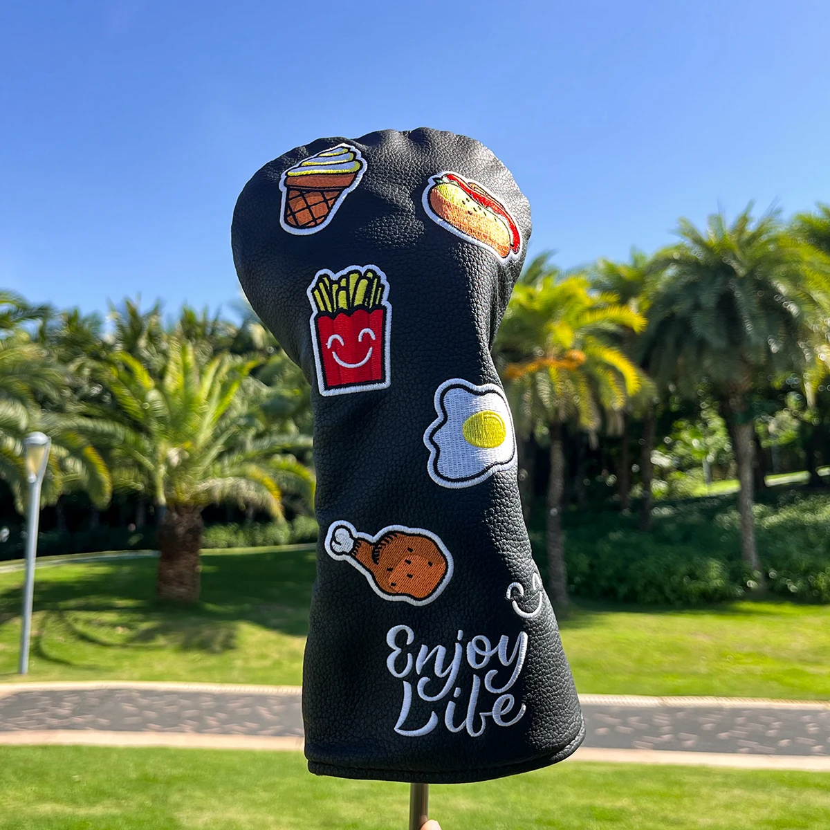 Golf Club Headcovers for Driver Fairway Hybrid Wood Head covers Hamburger Design #1 #3 #5 Woods Headcover Black PU Premium