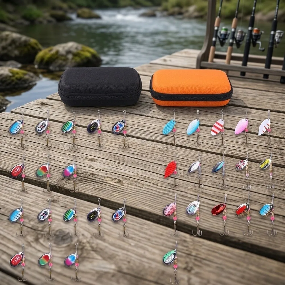 Portable Tackle Case Rotating Fishing Lure Kit Sturdy Lightweight Construction Knot-free Foam Cavity Organized Transport Design
