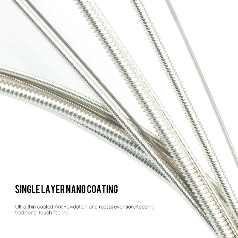 Corde per chitarra acustica Orphee Corde per chitarra avvolte placcate in argento con nucleo esagonale in acciaio al carbonio medio Accessori per parti di chitarra