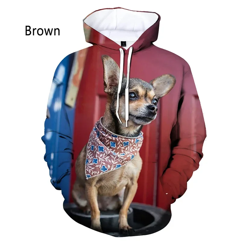 

New fashion animal dog chihuahua 3d printed hoodie men's casual hoodie pullover oversized loose Spring and autumn Cute puppy