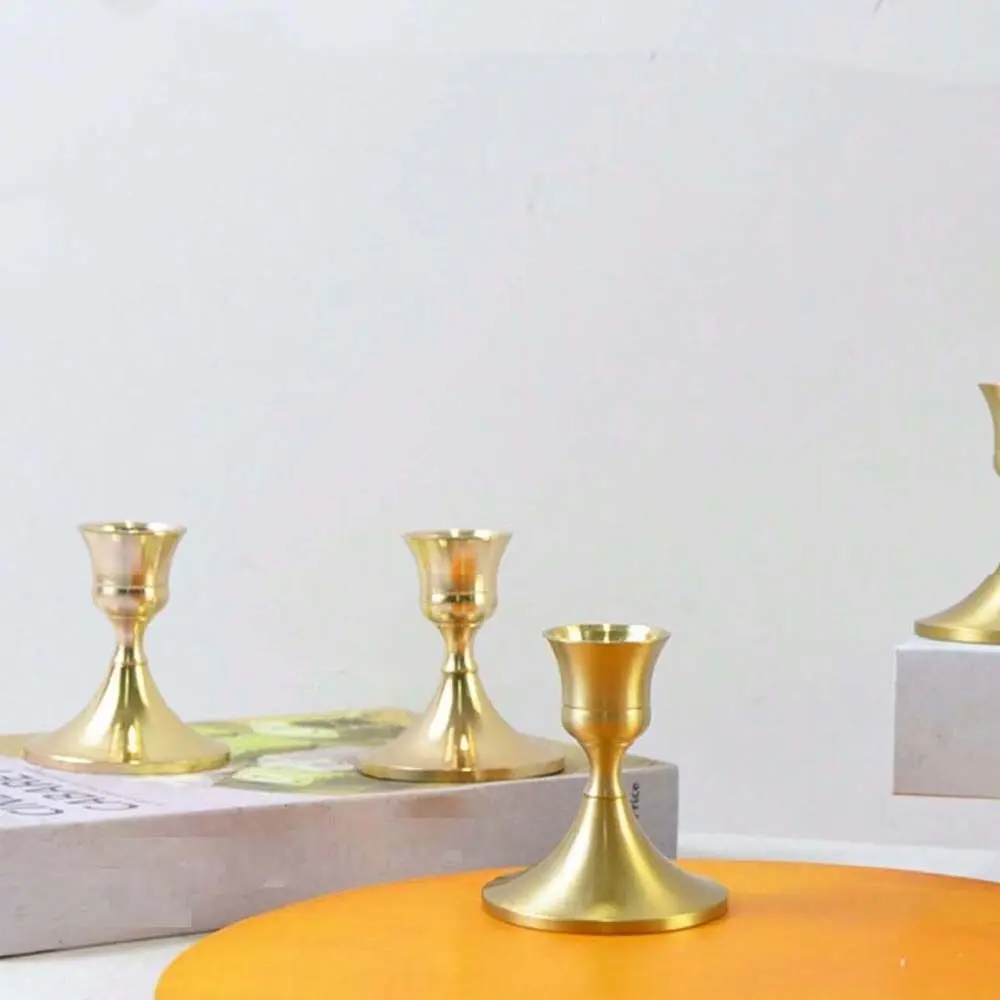 

2 Pcs Iron Art Gold Taper Candle Holders Rust Resistant Stable Metal Candlestick Holder Non-slip Nordic Candle Cup Model House