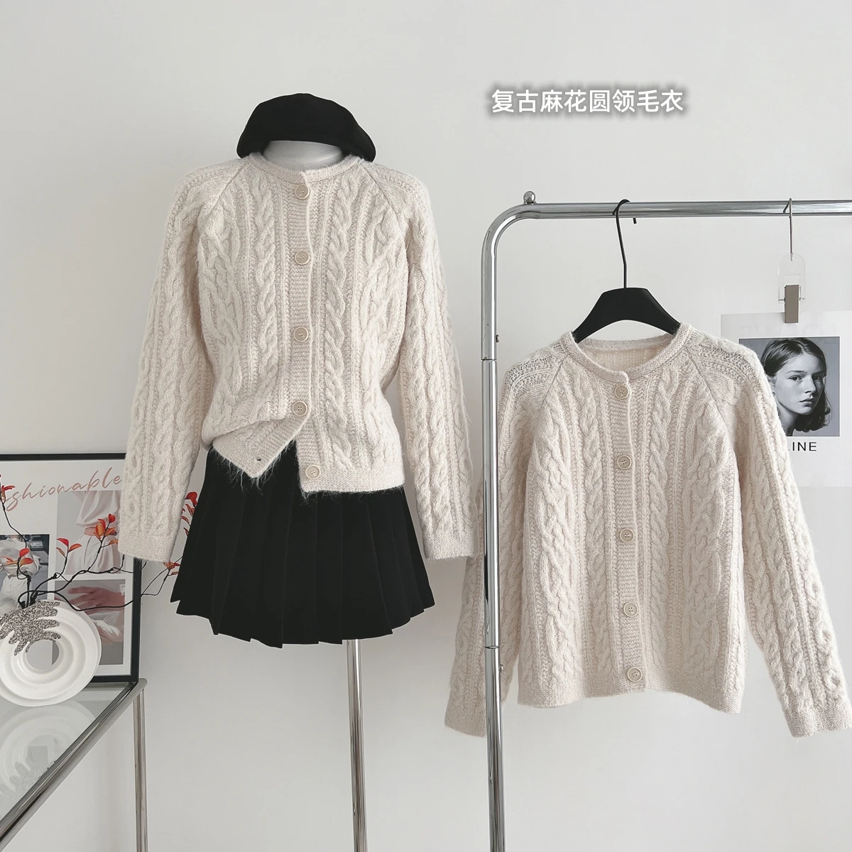 

Korean Fashion New Cropped Cardigan Women 2000s Vintage Twisted Knitted Sweater Casual Basic Solid Long Sleeve Top Autumn Winter