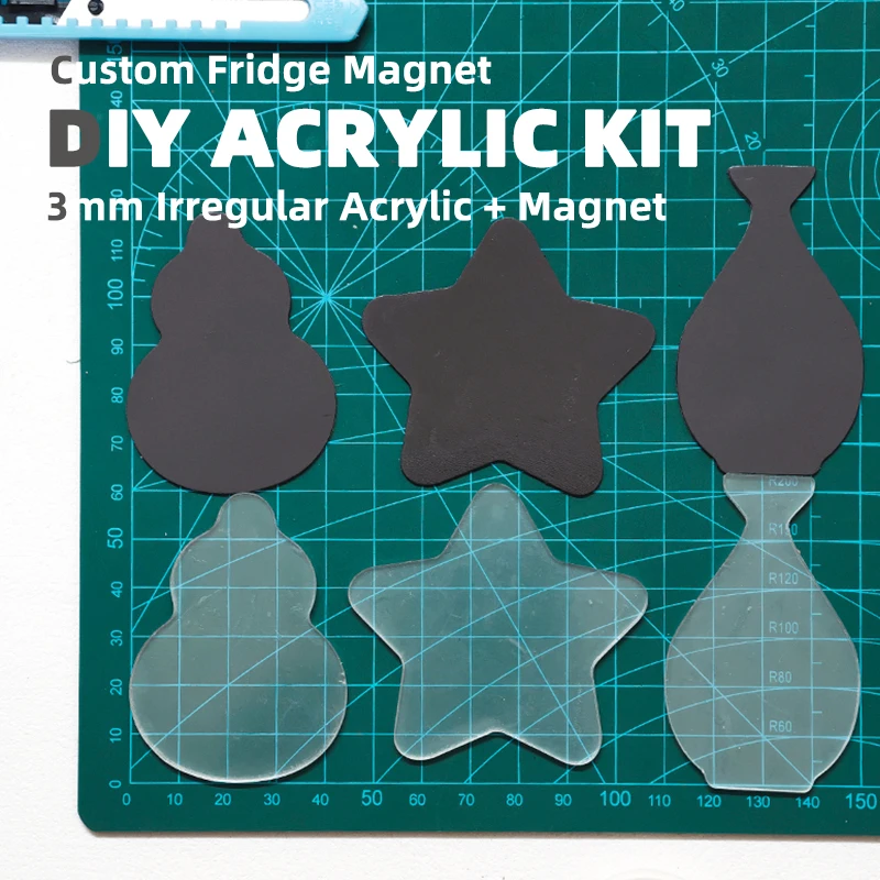 3mm Acrylic for DIY NFC Fridge Magnet Self Adhesive Handmade Custom Irregular Shapes Photo Magnet Making Kit Blank Craft Decor