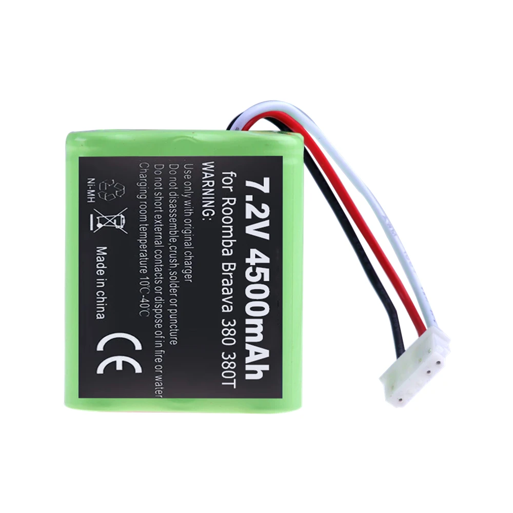 Upgrade 7.2V 4800mah NI-MH Battery for iRobot Braava 380T 380 390T and Mint 5200 5200B 5200C 7.2V Rechargeable battery 4500mah