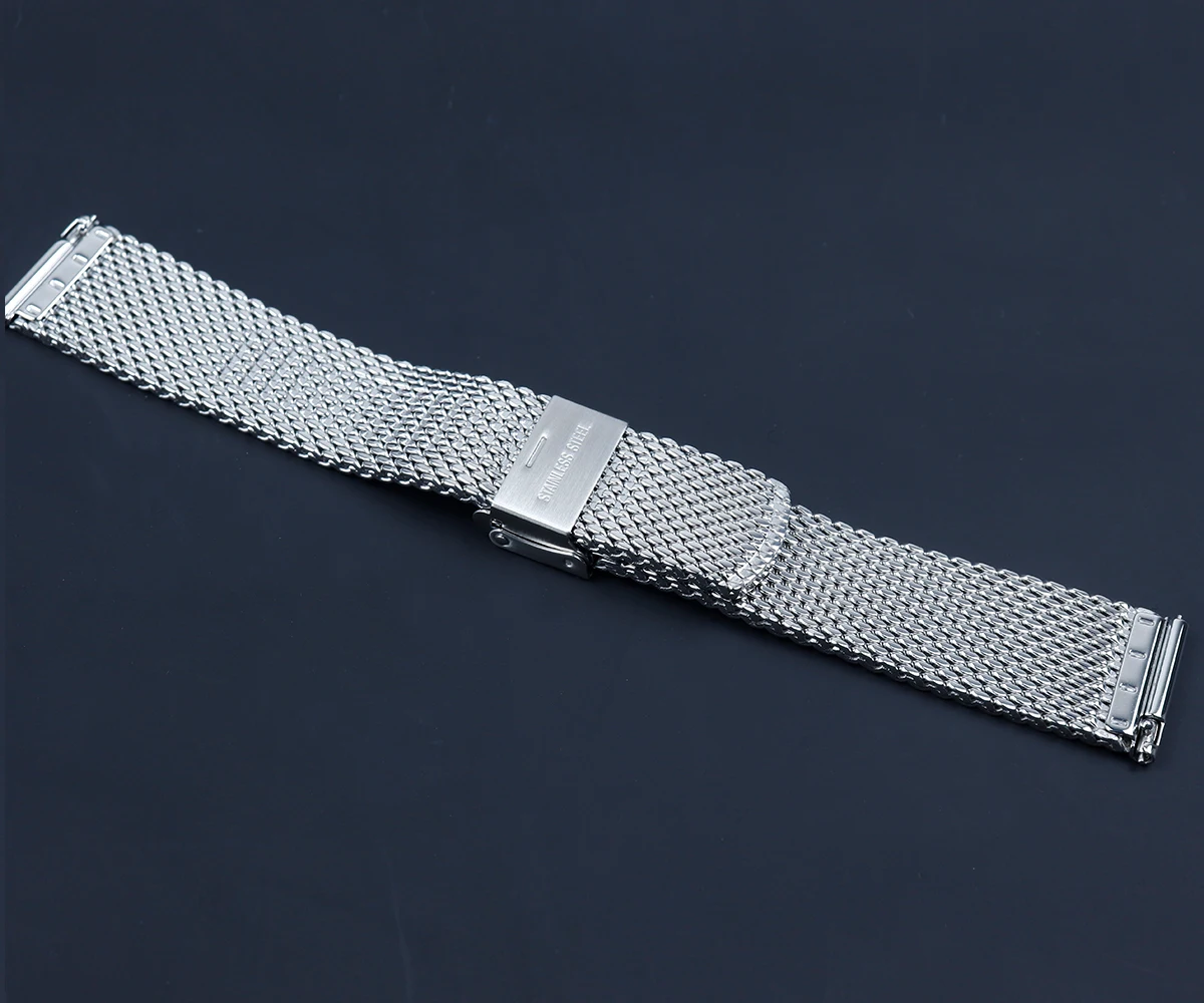 كرونوس ساعة جزء شبكة الفرقة الفولاذ المقاوم للصدأ مصقول هوك مشبك نحى 20x18 مللي متر أطراف مسطحة لا إدراج سمك 3