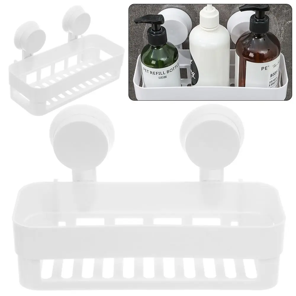 Corner Shelf With Suction Shower Rack Organizer Cup Bathroom Storage Wall Basket