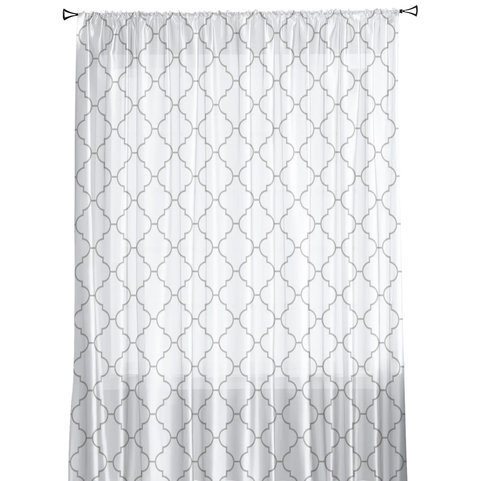 White Geometric Morocco Sheer Curtains for Living Room Modern Voile Curtain Bedroom Tulle Curtains Window Drapes Decor