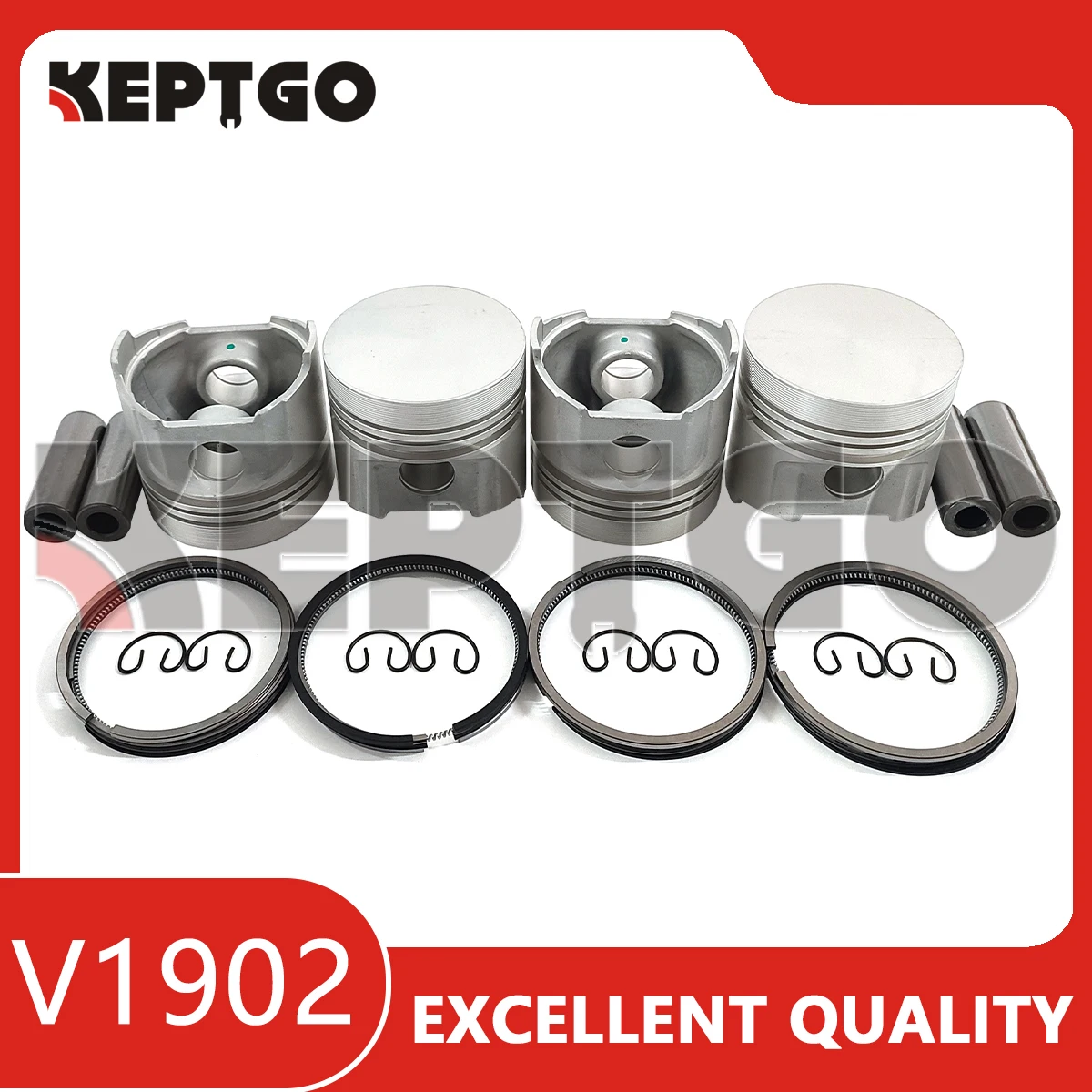 4SET New V1902 V1902-IDI Piston & Piston Ring STD for Kubota  Engine