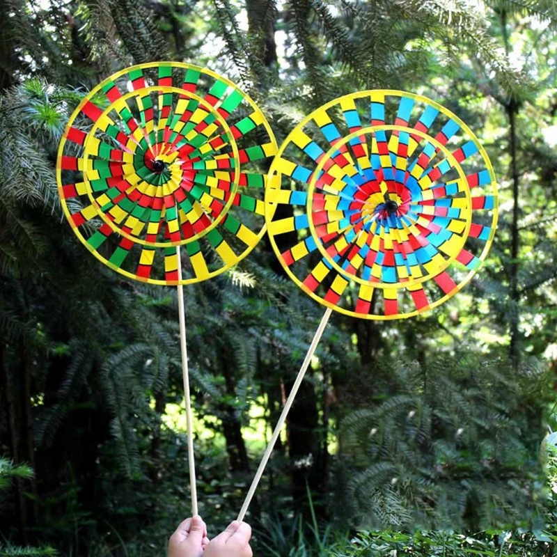 H55A Retro Colorful Wind Spinners Lawn Pinwheels Windmill Garden Yard Patio Lawn Decoration Indoor Outdoor Baby Kids Toys