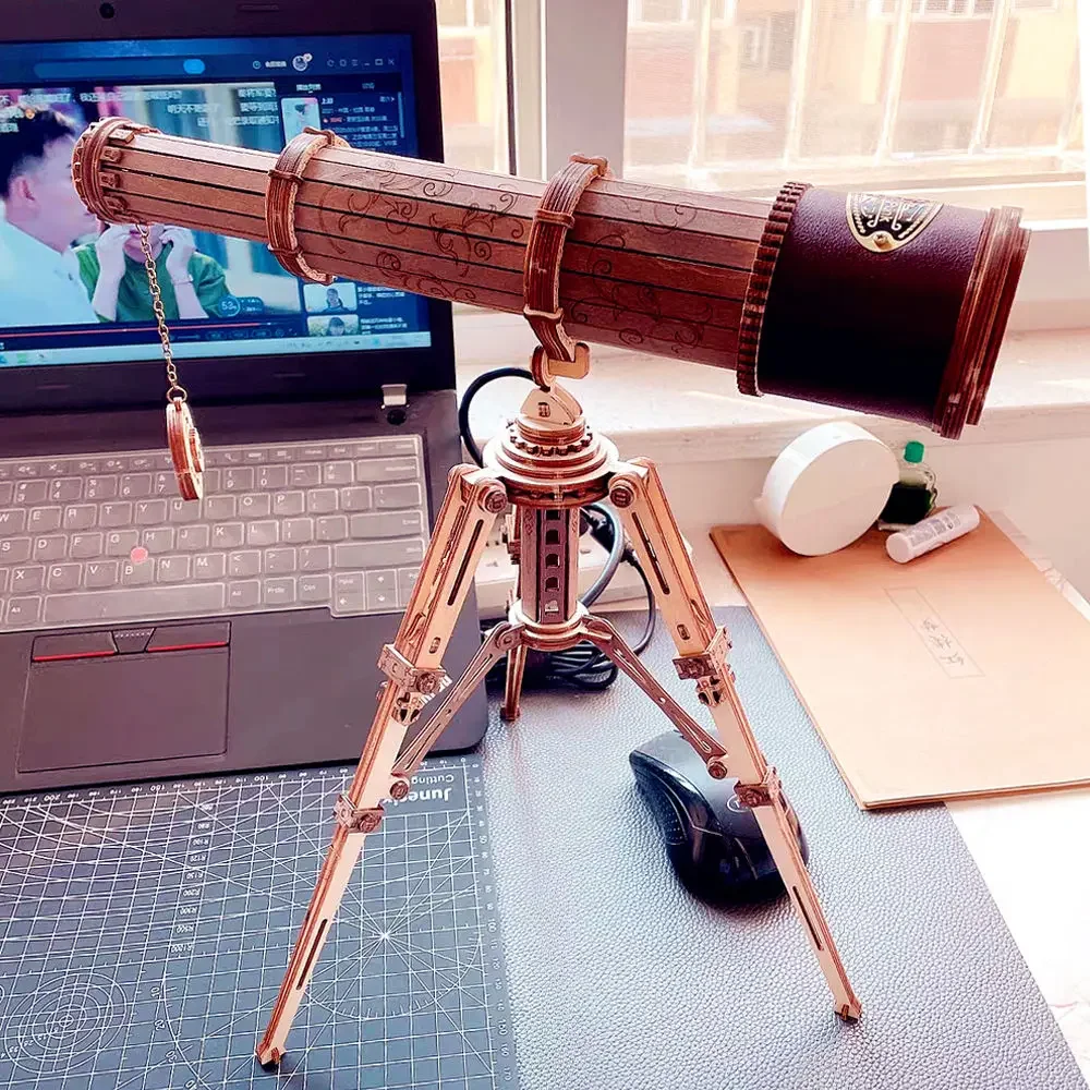 Creative Monocular DIY Material Telescope Wooden Patchwork Three-dimensional Handmade Creative  Home Decoration Ornament