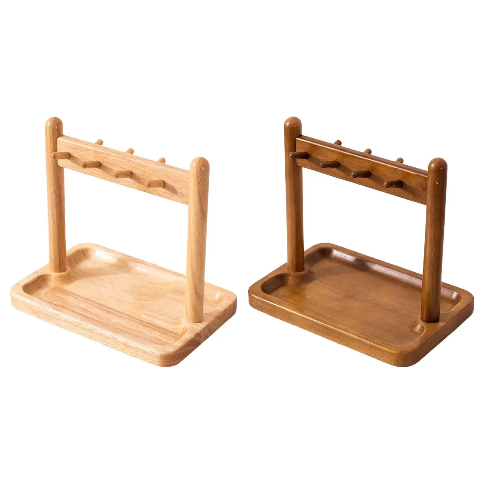 

Desktop Key Holder Jewelry Organizer Stand Nordic Jewelry Dish with Hooks Wooden Key Rack for Porch Table Entrance Decoration