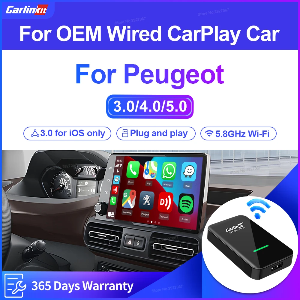 Carlinkit 5.0 4.0 3.0 Carplay Wireless Adapter Wired To Wireless Apple Car Play Box for Peugeot 208 308 408 508 3008 4008 5008