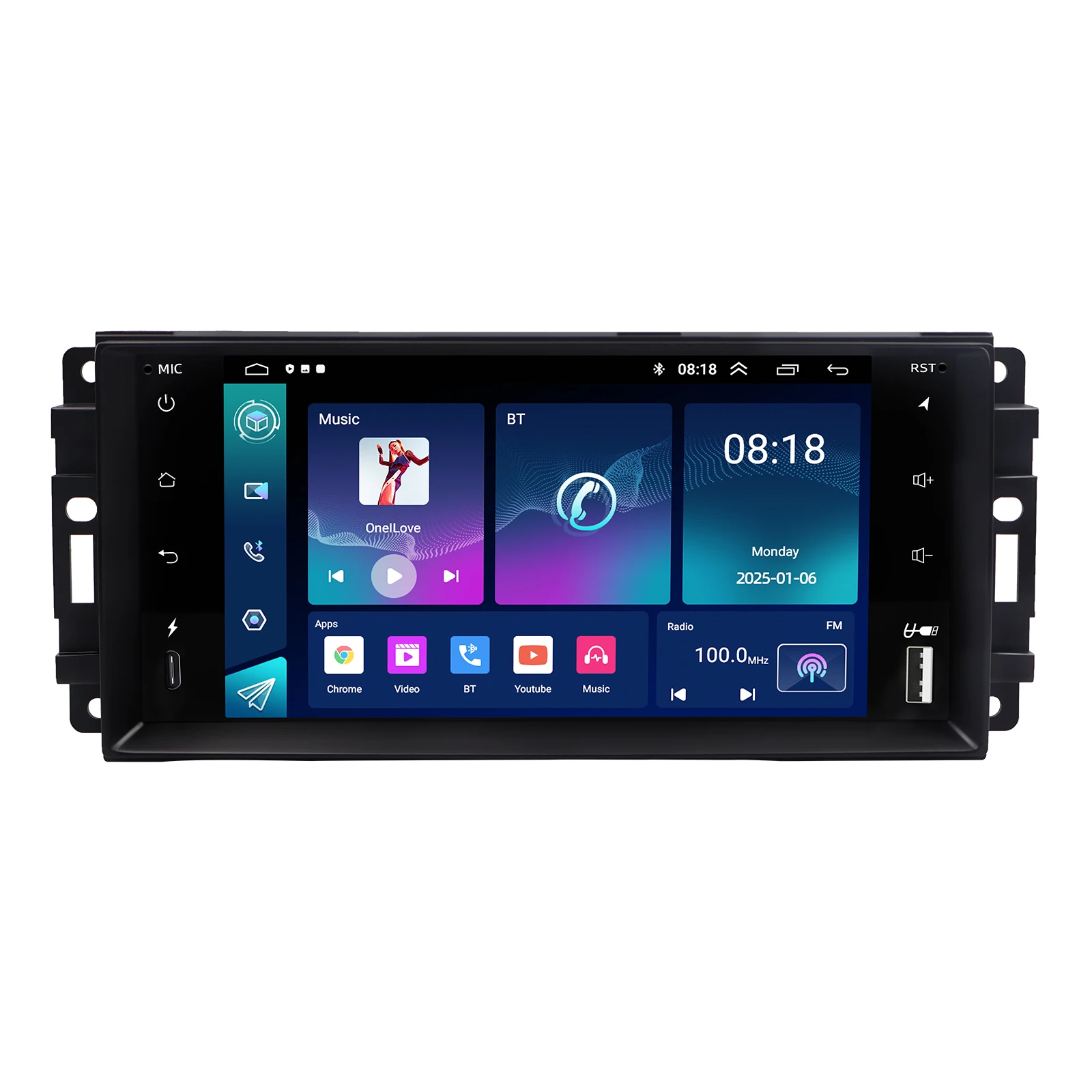 Car Radio For Jeep Commander Compass Grand Cherokee 2005 to 2011 Wireless CarPlay Android Auto GPS Bluetooth Steering Control