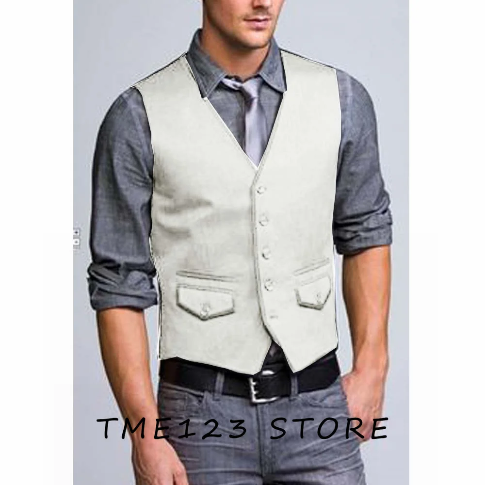 Men's Serge Casual Business Collar Single Breasted Vest Formal Wear Suit Best Gothic Chaleco Wang Steampunk Male Vests