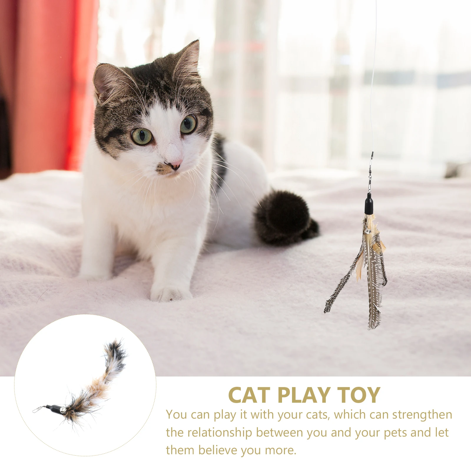 

5 pcs Replacement Heads Cat Toys Teaser Wand Refills Eco Friendly Material Interactive Pet Attracts Cats