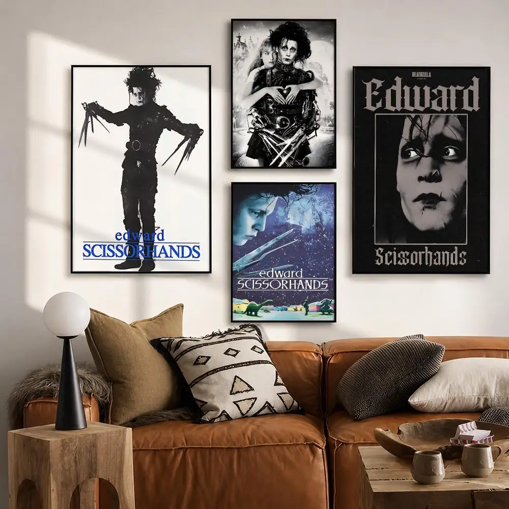 Super Entertainment E-Edward ScissorhandsS Poster Vintage Retro Anime Poster Stickers Peel and Stick Wall Art Home Decor