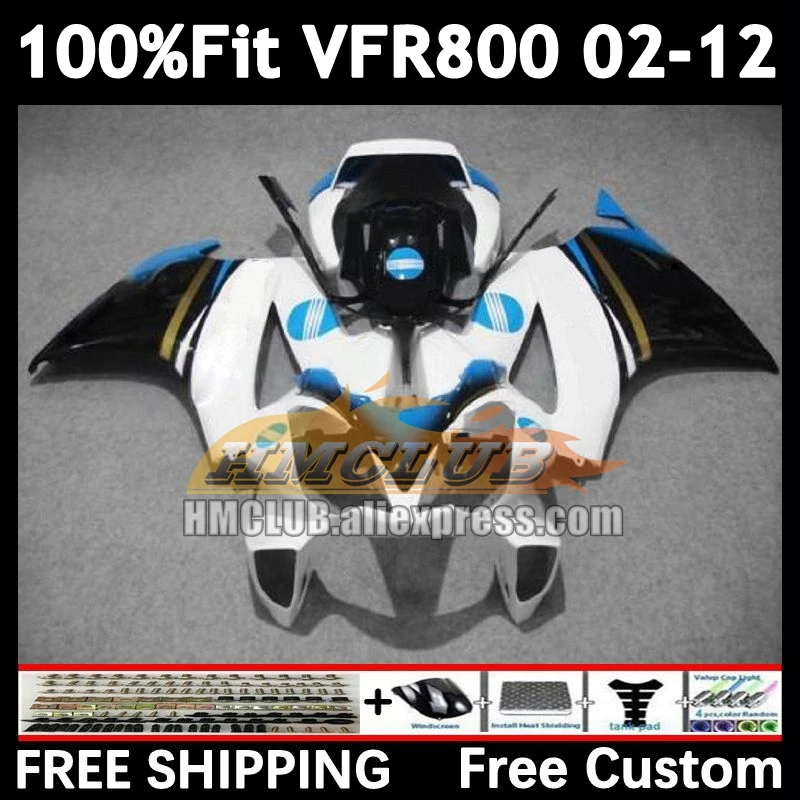 Interceptor For HONDA VFR800RR white black VFR800 R 69No.64 VFR 800RR 800 RR 02 03 04 05 06 07 2008 2009 2010 2011 2012 Fairing